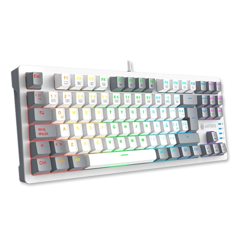 TECLADO MECANICO TKL ANTRYX MK840L WHITE Y GRAY RED SWITCH - 3