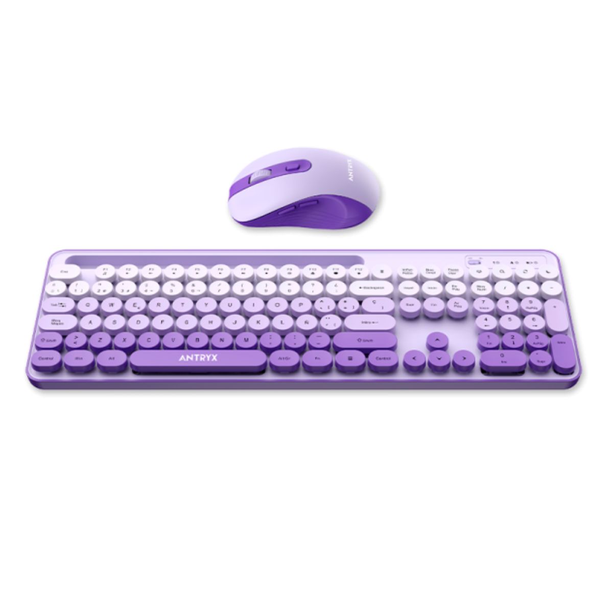 KIT WIRELESS TECLADO + MOUSE ANTRYX WS-970 PURPLE, HOLDER SLOT (ASC-WS970PE) - 1