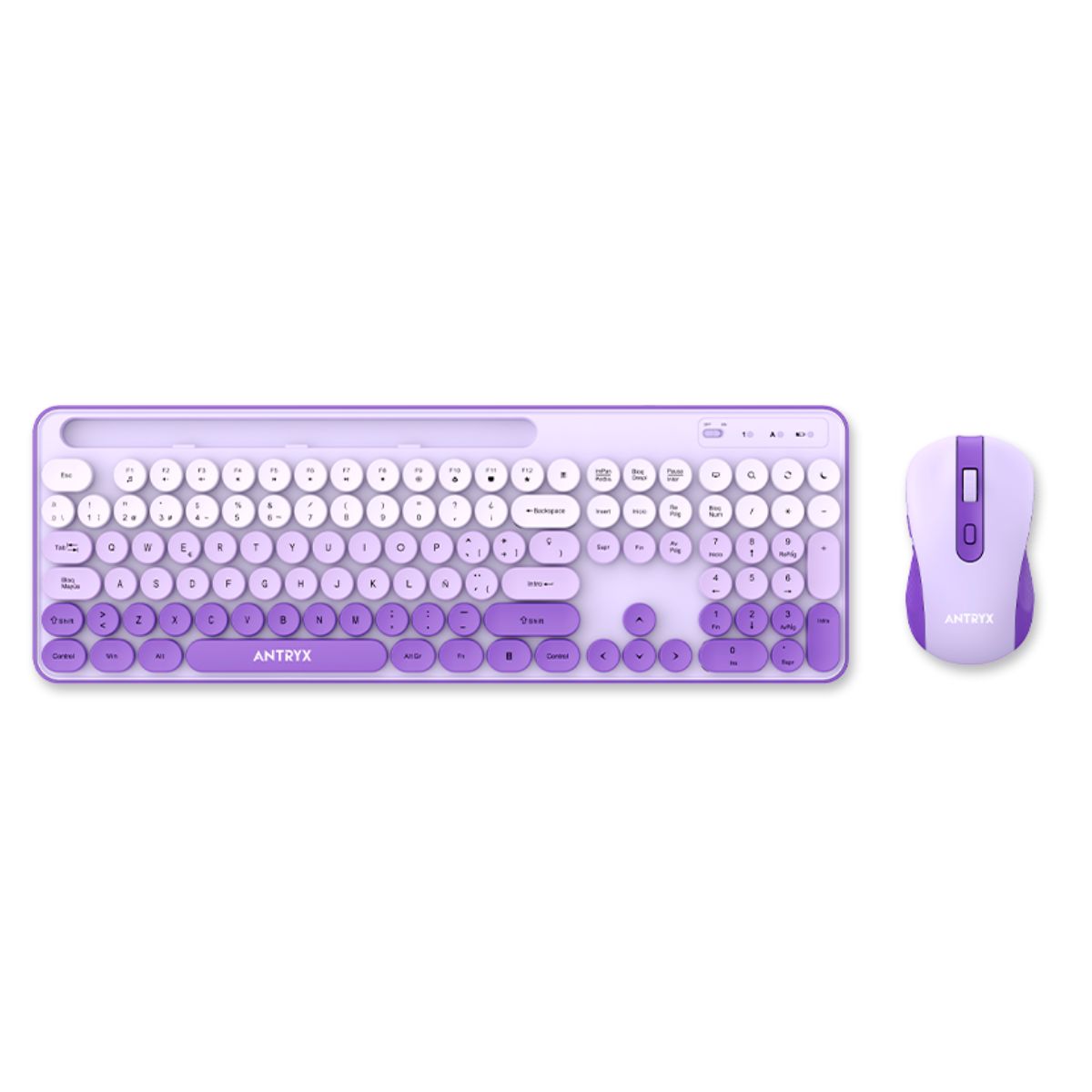 KIT WIRELESS TECLADO + MOUSE ANTRYX WS-970 PURPLE, HOLDER SLOT (ASC-WS970PE) - 2