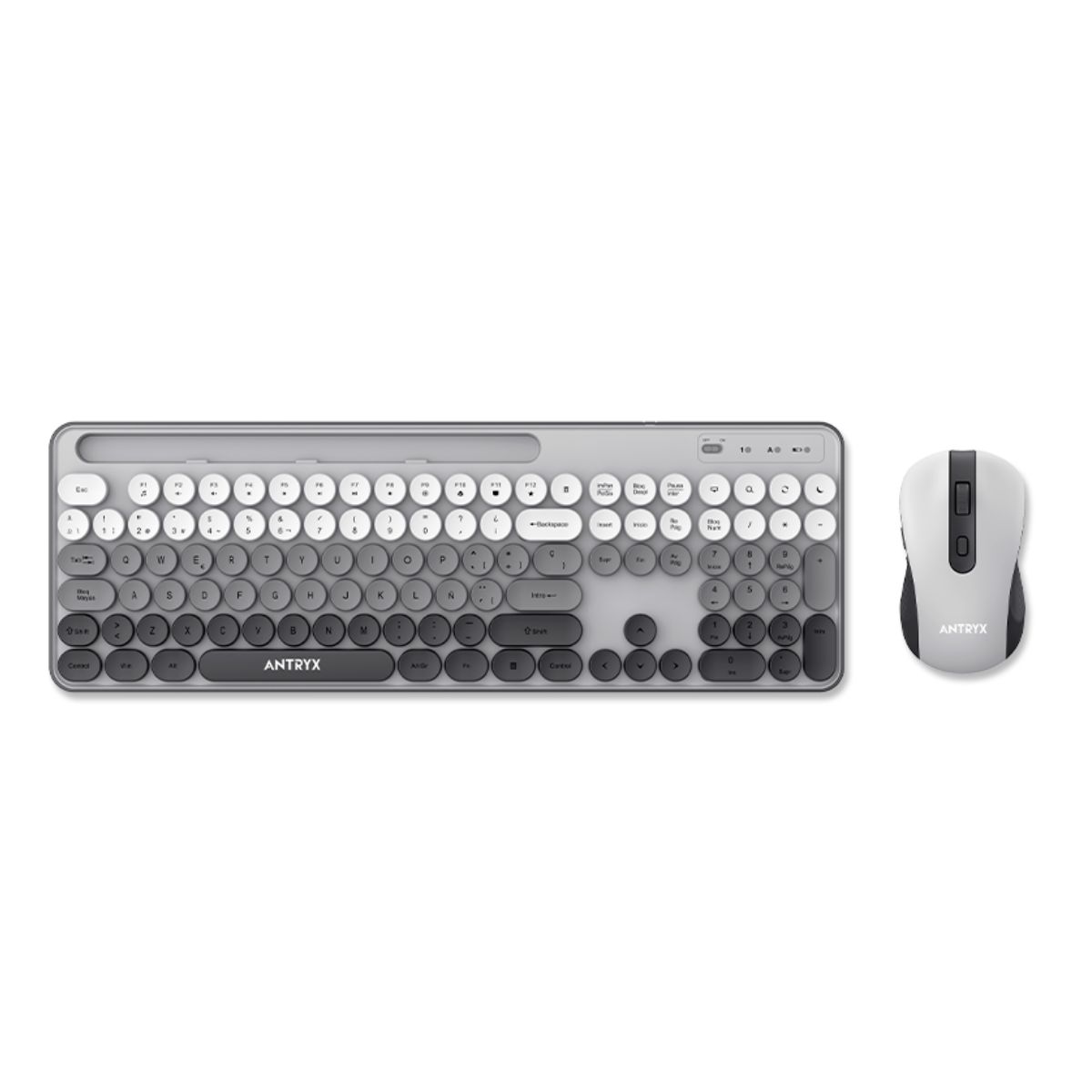 KIT WIRELESS TECLADO + MOUSE ANTRYX WS-970 GRAY, HOLDER SLOT (ASC-WS970GY) - 1