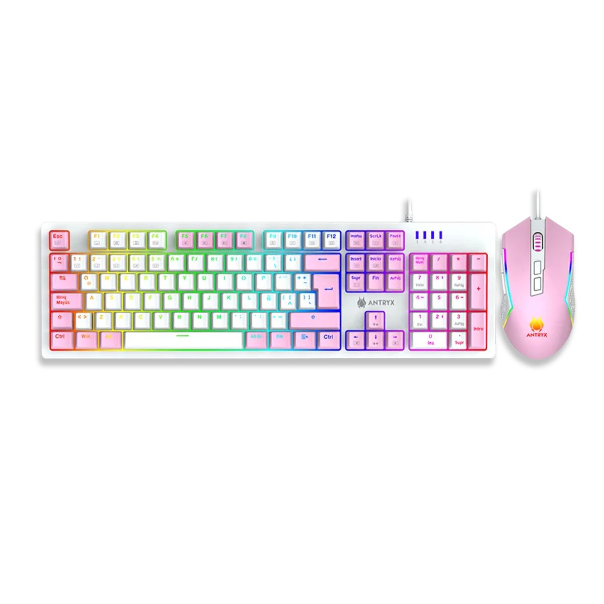 KIT GAMING TECLADO MECANICO + MOUSE ANTRYX GC-5400 PINK, RED SWITCH (AGC-5400PRE-SP) - 1