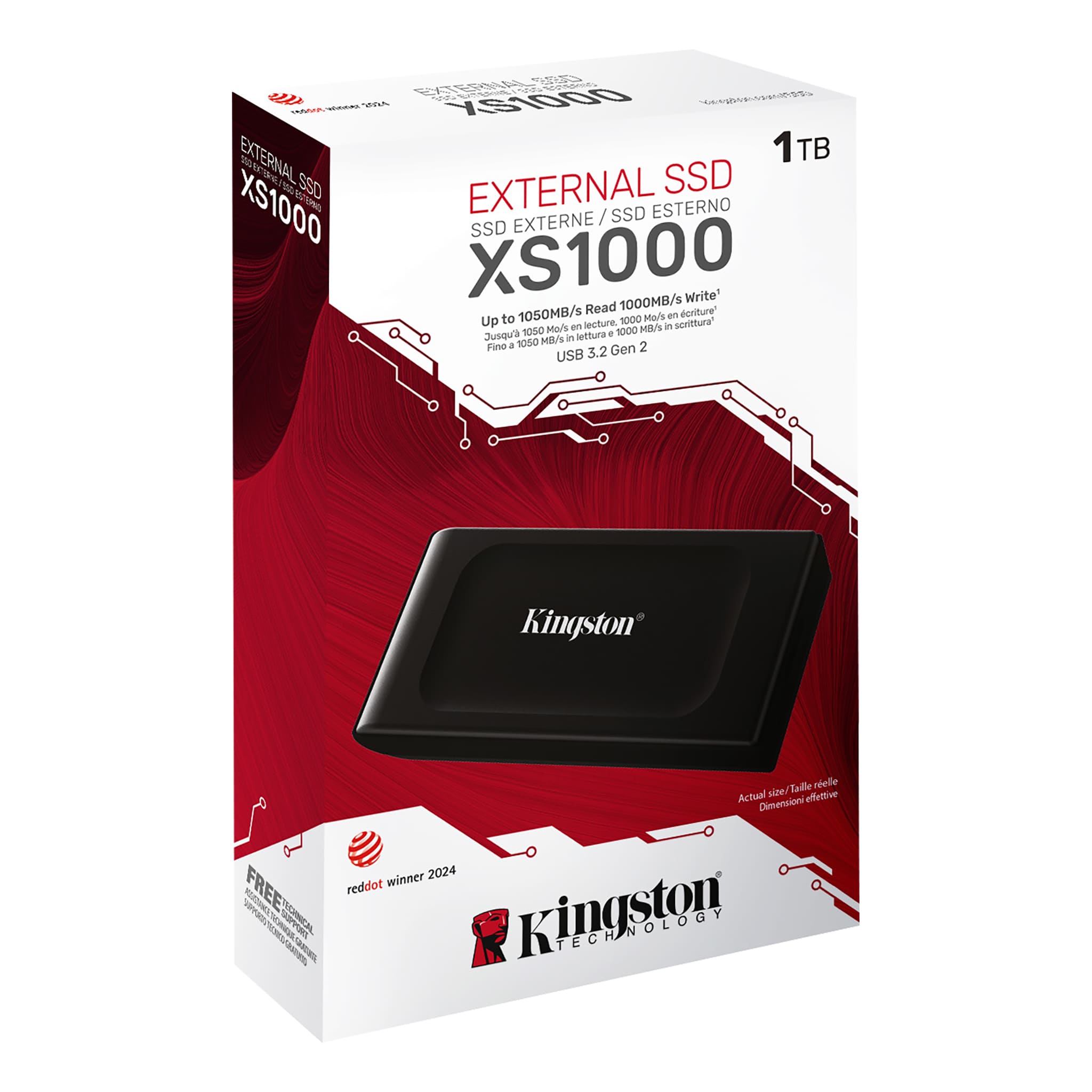 DISCO SÓLIDO EXTERNA KINGSTON XS1000 1TB USB 3.2 GEN 2 TIPO-C NEGRO - 1
