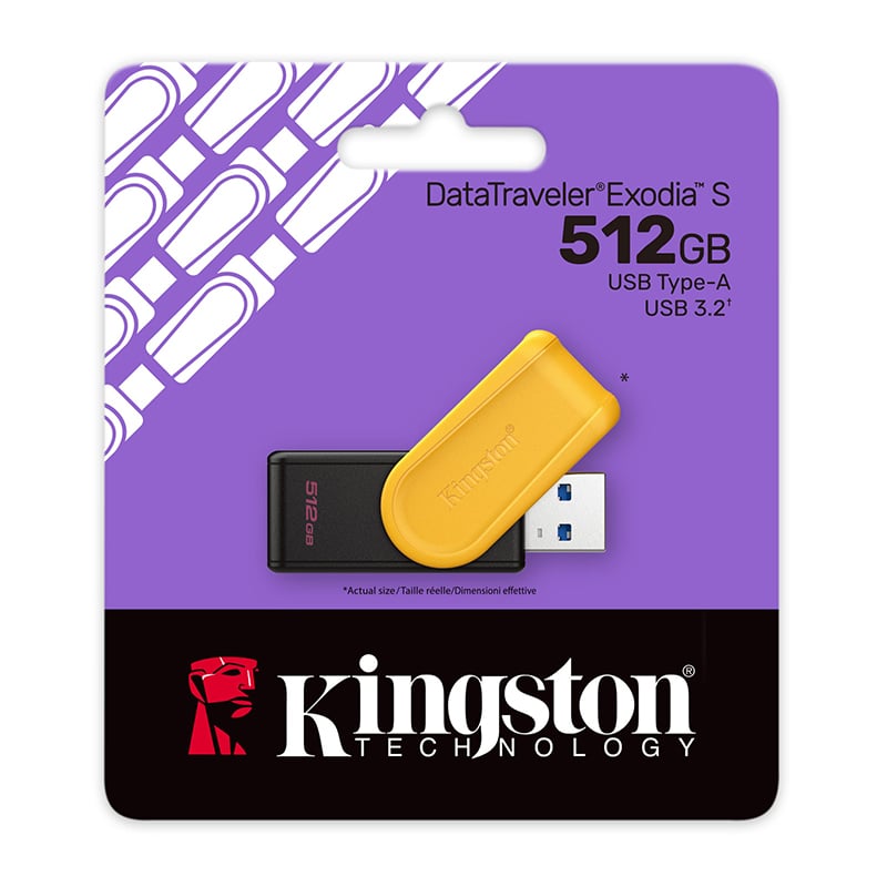 MEMORIA USB 512GB KINGSTON DATATRAVELER EXODIA S USB 3.2 GEN 1 AMARILLO DTXS/512GB - 1
