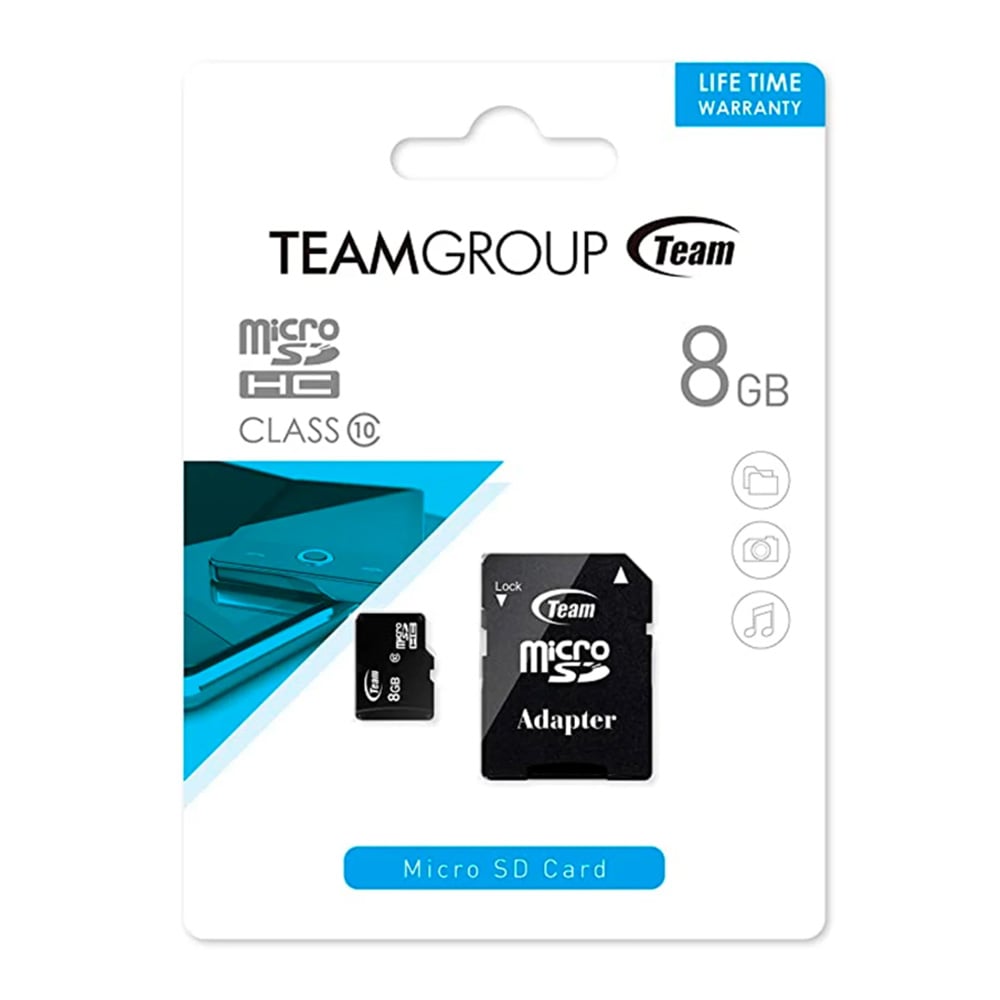 MEMORIA MICROSD 8GB TEAMGROUP CLASE 10 CON ADAPTADOR SD TUSDH8GCL1003 - 1
