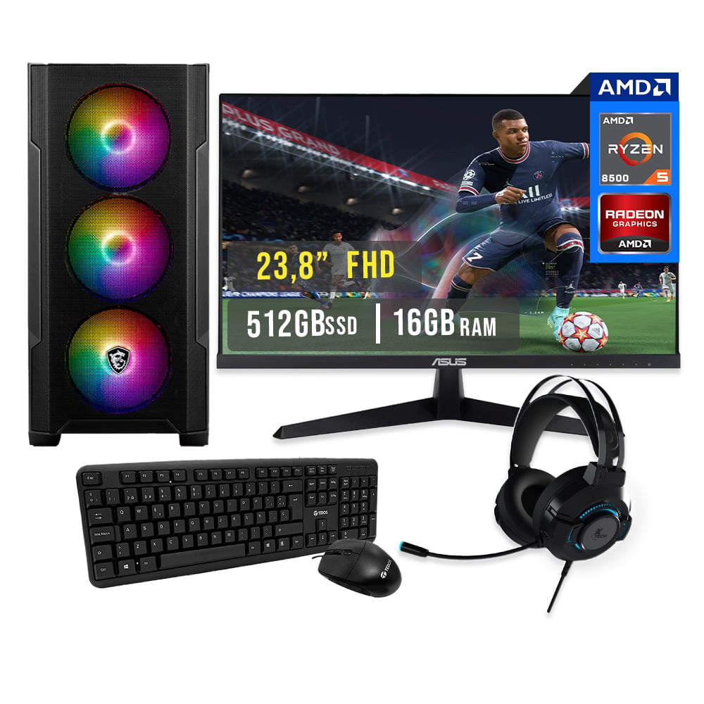 PC GAMER RYZEN 5 8500G 16GB DDR5 512GB SSD MONITOR 23.8' FHD 120HZ KIT COMPLETO - 1