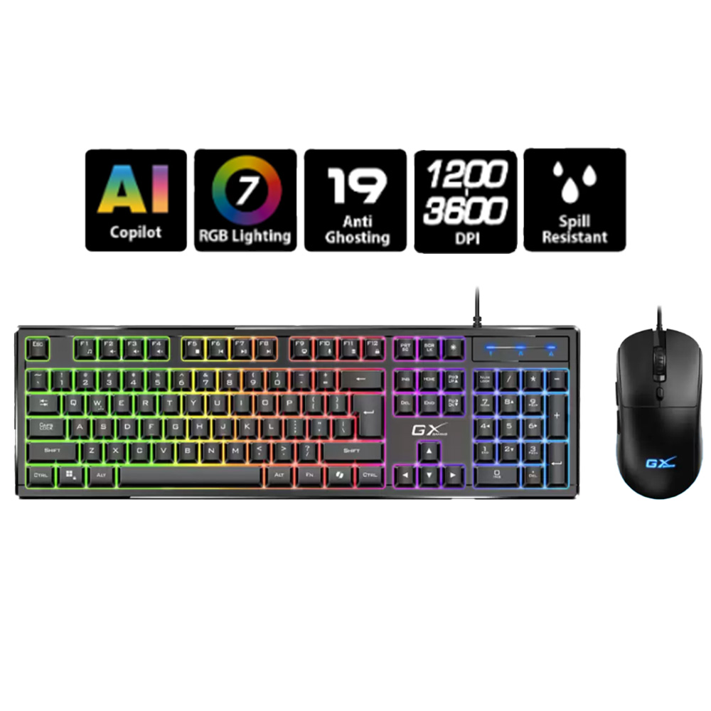 KIT TECLADO + MOUSE GAMER GENIUS GX SCORPION KM-GX6 RGB USB CON TECLA COPILOT - 3