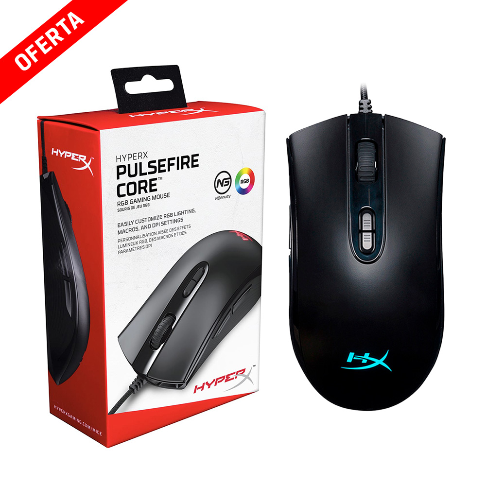 MOUSE GAMER HYPERX PULSEFIRE CORE 6200 DPI RGB USB 7 BOTONES HX-MC004B - 1