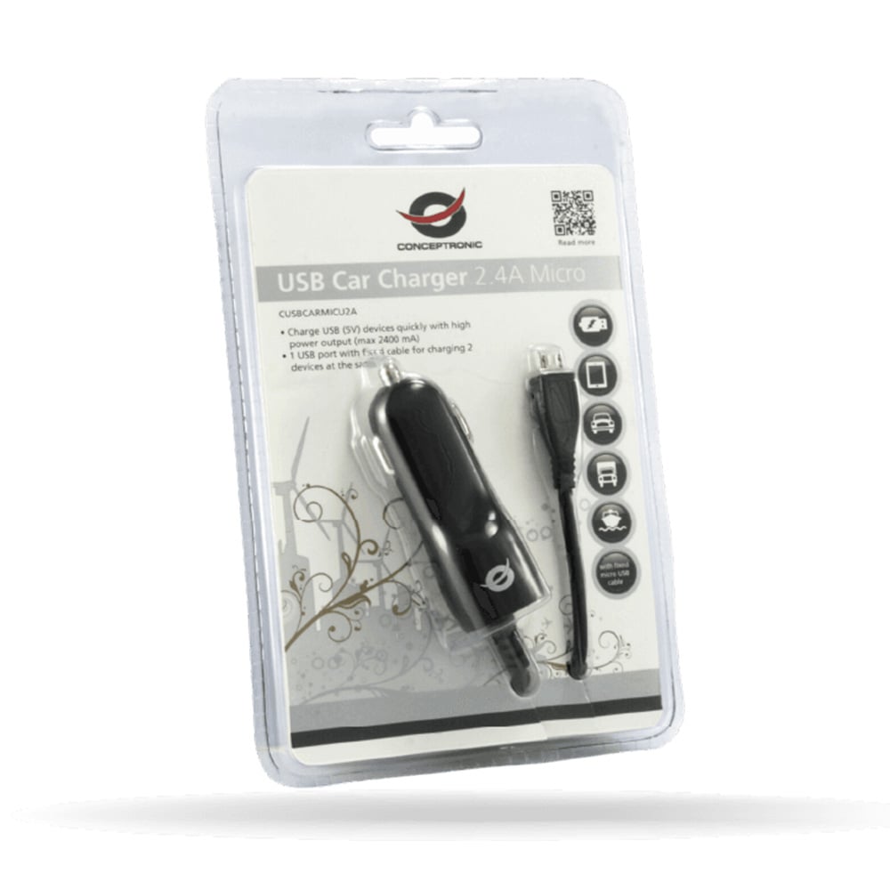 CARGADOR DE AUTO USB CONCEPTRONIC 2A + CABLE MICRO USB 1 PUERTO CUSBCARMICU2A - 3