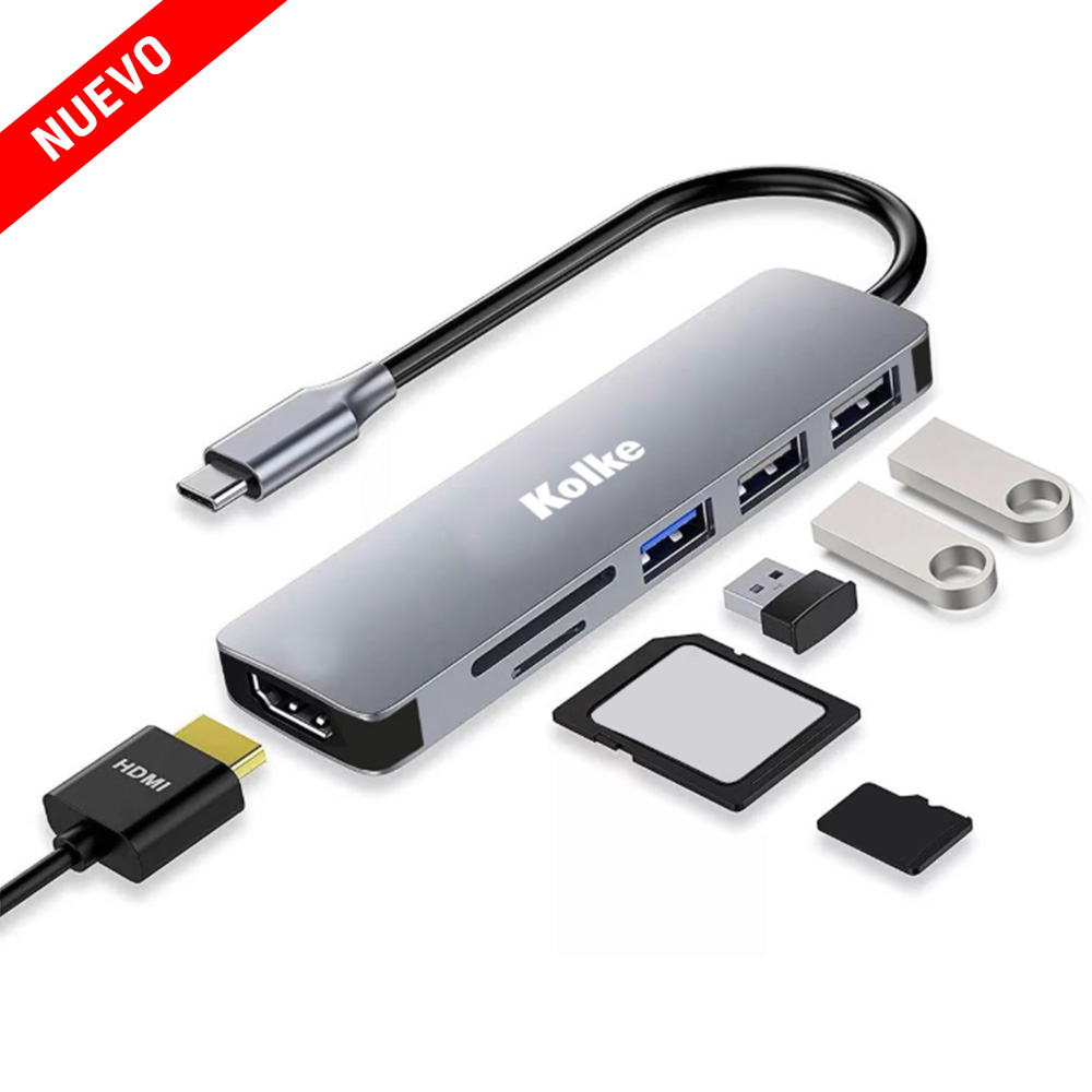 HUB USB C KOLKE 6 EN 1 CON PUERTOS HDMI, USB 3.0, SD Y MICRO SD - 1