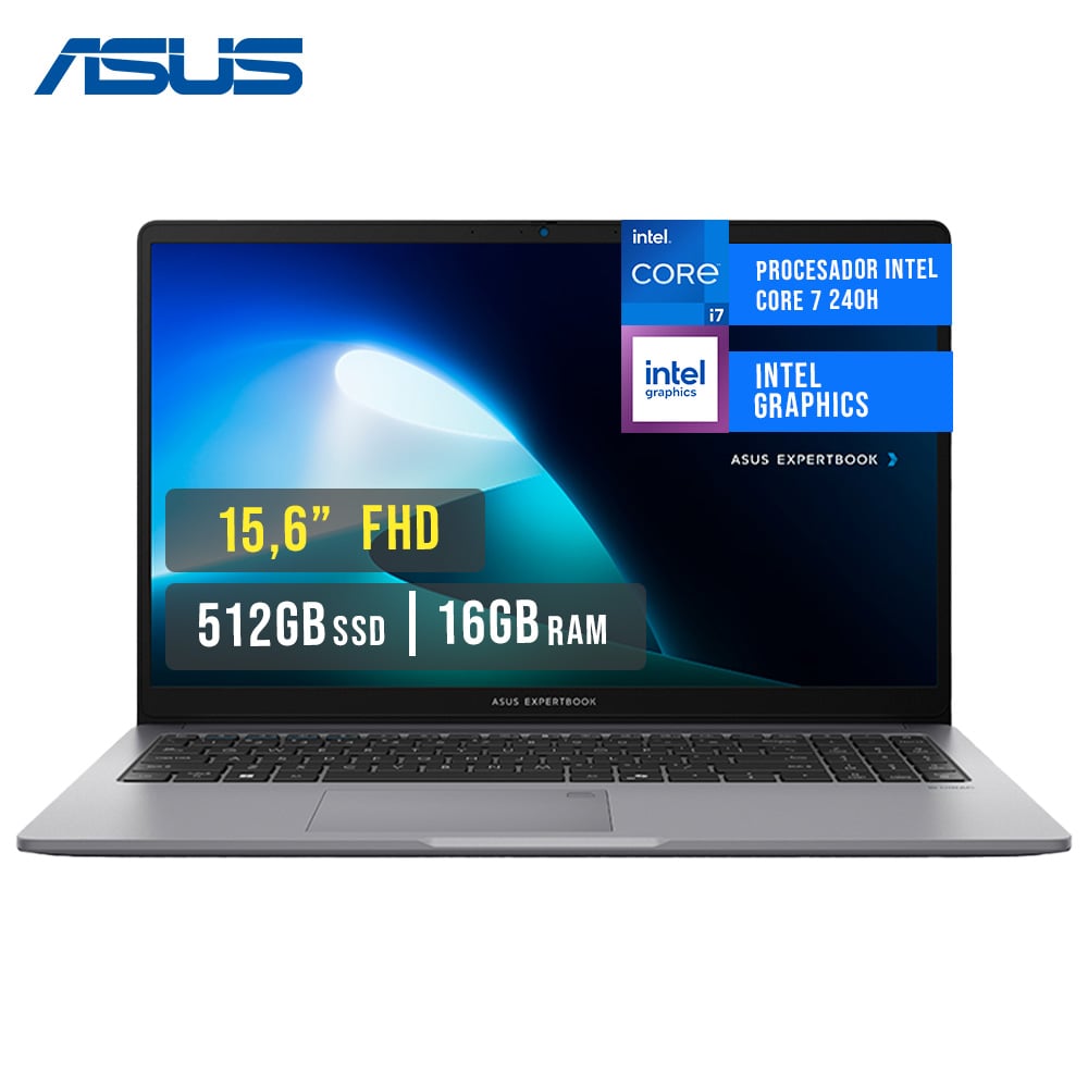 LAPTOP ASUS EXPERTBOOK P1503CVA 15.6' FHD IPS INTEL CORE 7 240H 16GB DDR5 512GB SSD WIFI 6 FREEDOS - 1