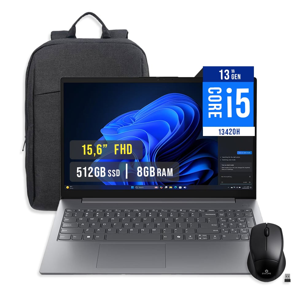 LAPTOP LENOVO V15 G5 IRL 15.6 FHD INTEL CORE I5-13420H 16GB 512GB SSD FREEDOS + MOCHILA Y MOUSE - 1