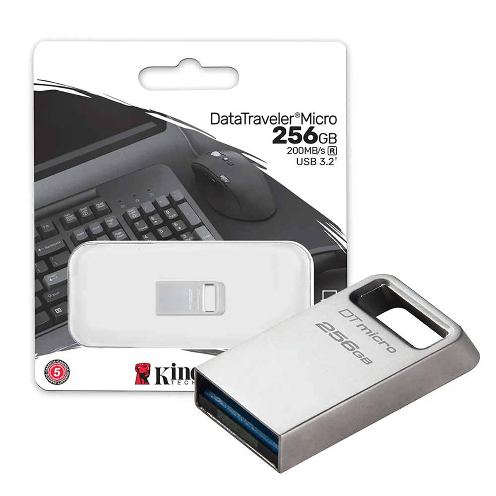 USB KINGSTON DATATRAVELER MICRO 256GB USB 3.2 GEN 1 METÁLICA ULTRAPORTÁTIL DTMC3G2/256GB - 1