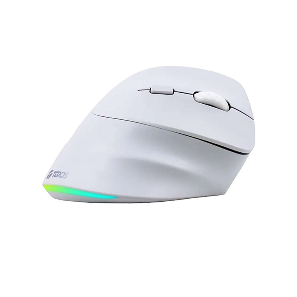 MOUSE INALÁMBRICO ERGONÓMICO TEROS RGB TE-1236S BLANCO 6 BOTONES CON RUEDA - 3