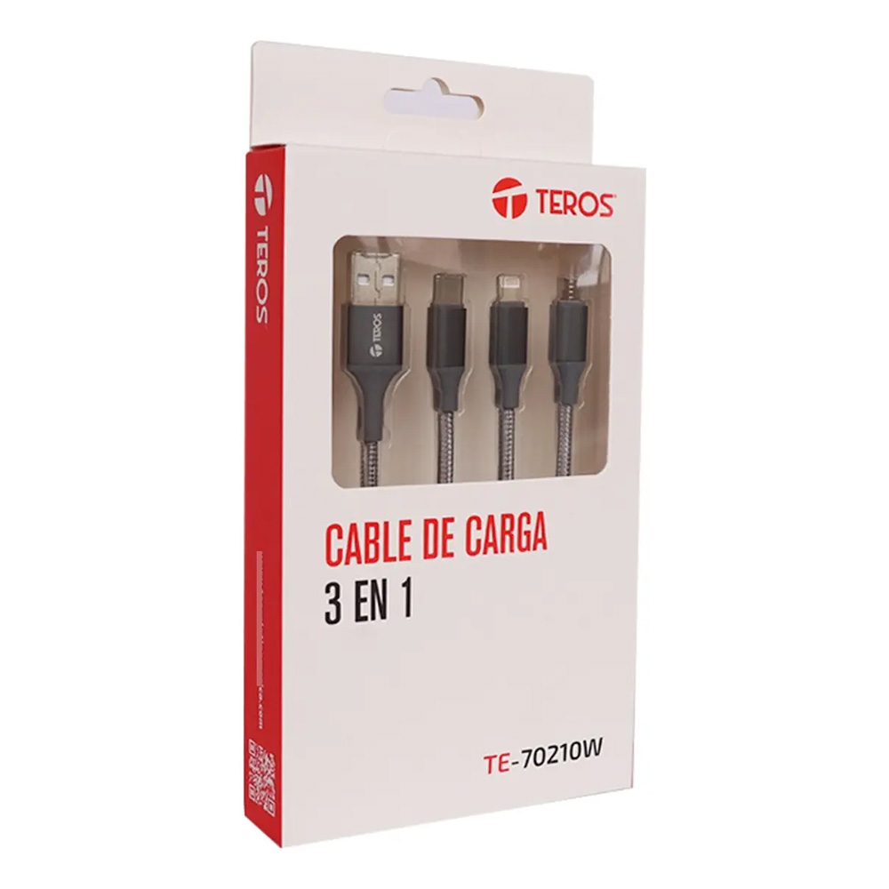 CABLE USB TEROS TE-70210W TIPO A A TIPO C/LIGHTNING/MICRO USB - 2