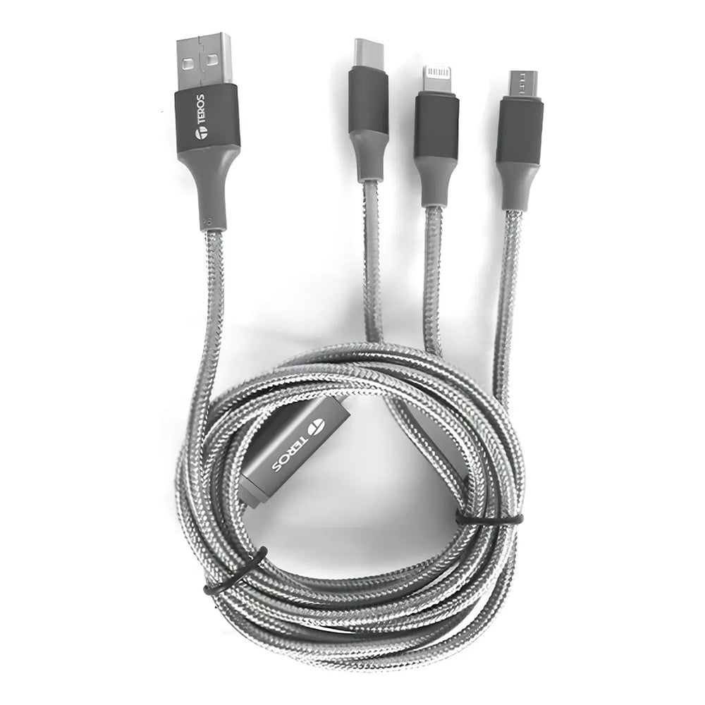 CABLE USB TEROS TE-70210W TIPO A A TIPO C/LIGHTNING/MICRO USB - 3