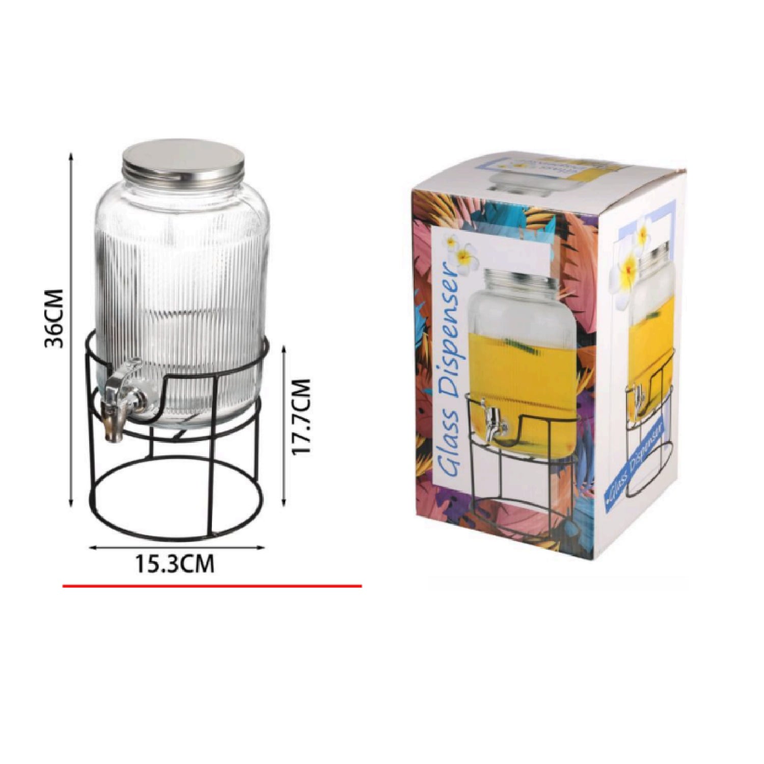 DISPENSADOR DE AGUA DE VIDRIO 6 L + BASE - 1