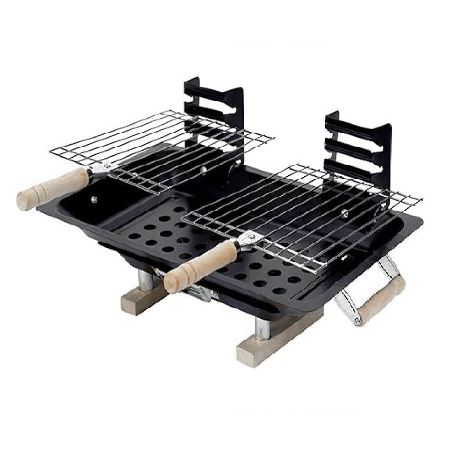 PARRILLERA DOBLE PORTATIL PARA CARBON - 1