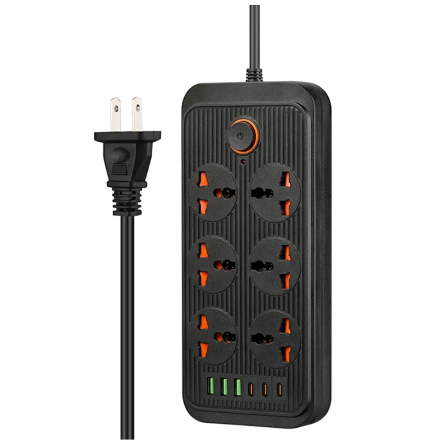 EXTENSIÓN TOMA CORRIENTE 3000W 6 PUERTOS USB Y TIPO C CARGA RÁPIDA - 1