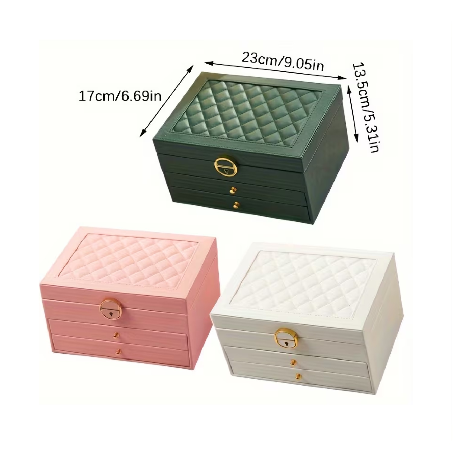 JOYERO COFRE ORGANIZADOR DE JOYAS 3 NIVELES ROSA - 10