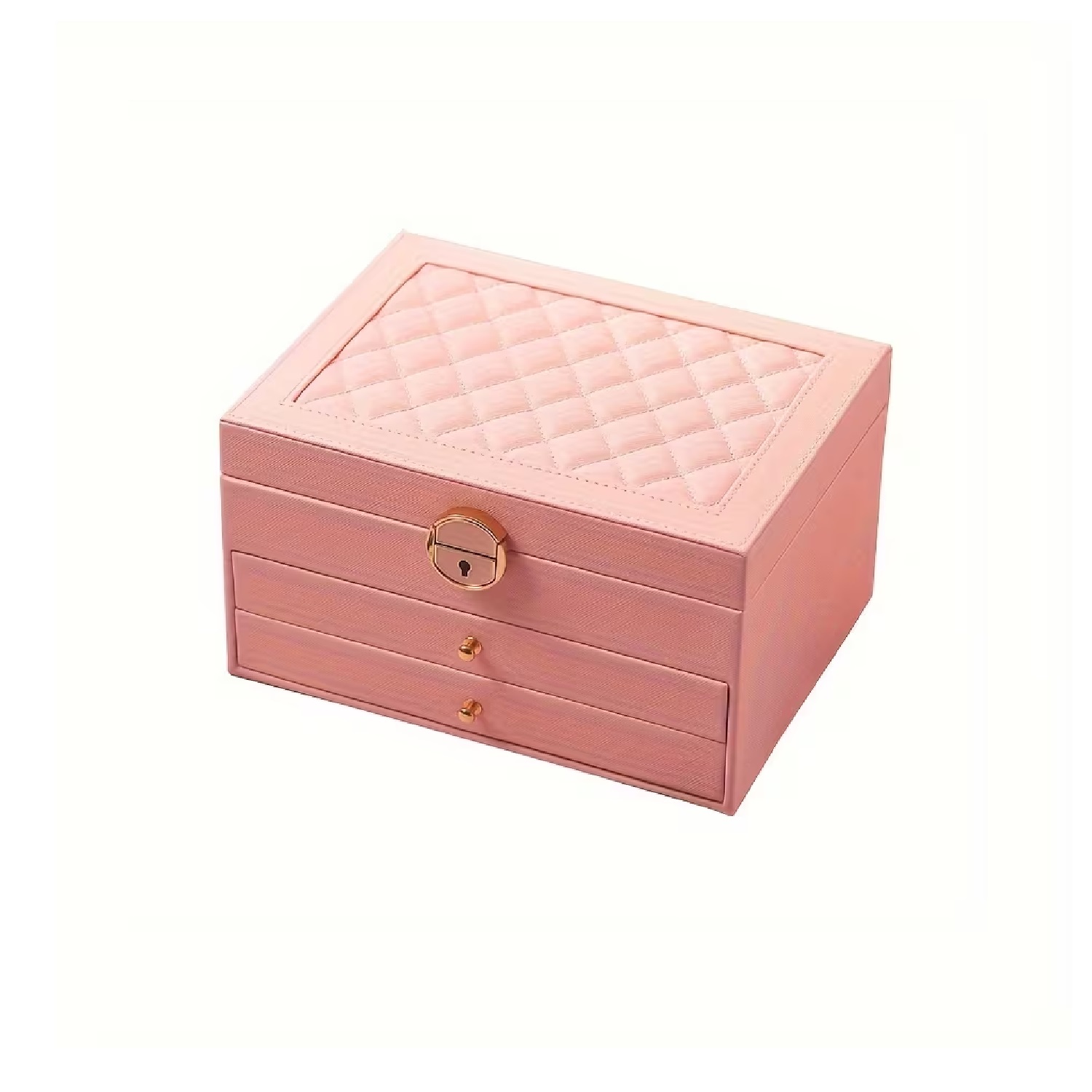 JOYERO COFRE ORGANIZADOR DE JOYAS 3 NIVELES ROSA - 3