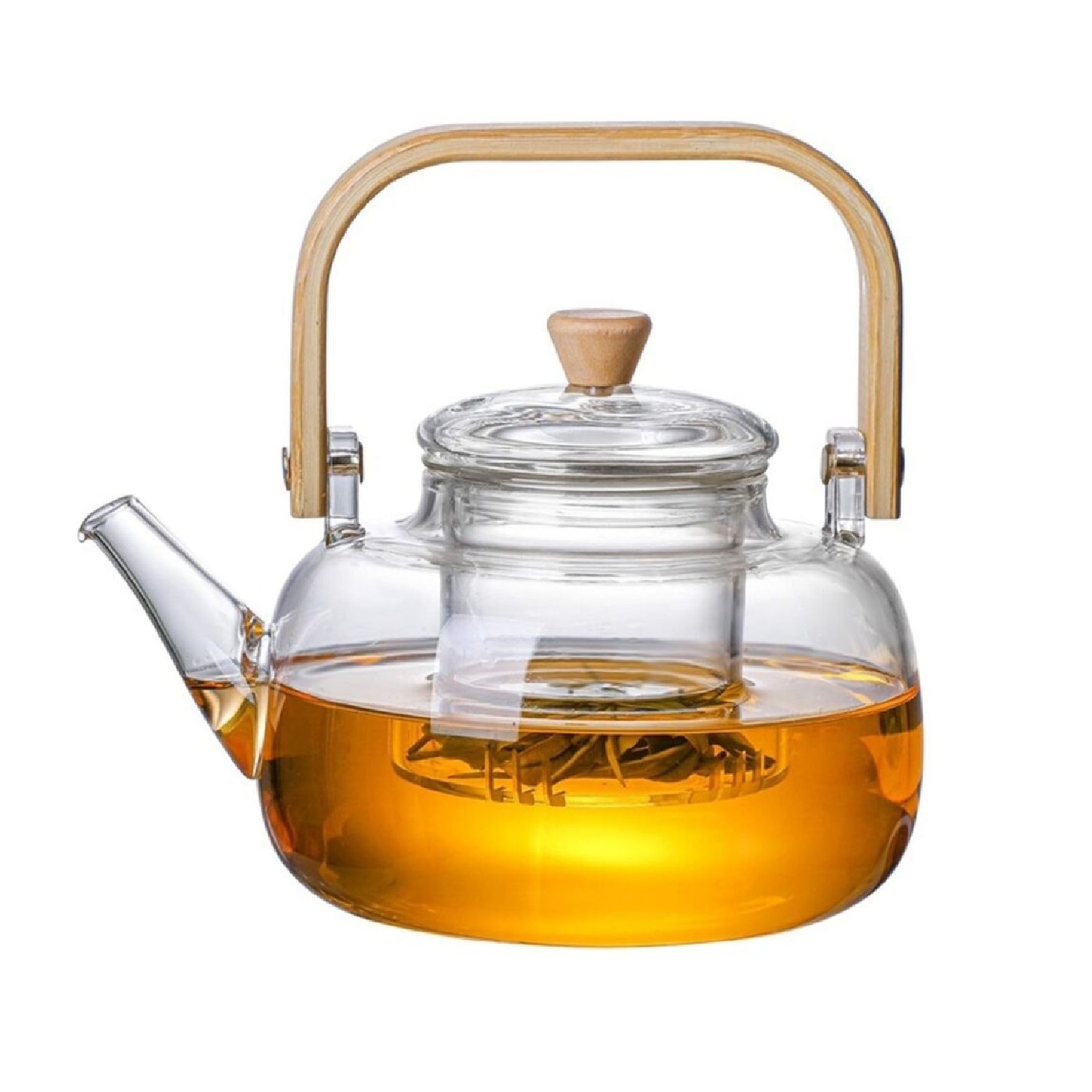 TETERA VIDRIO CON INFUSOR Y ASA DE BAMBÚ 1500 ML - 1
