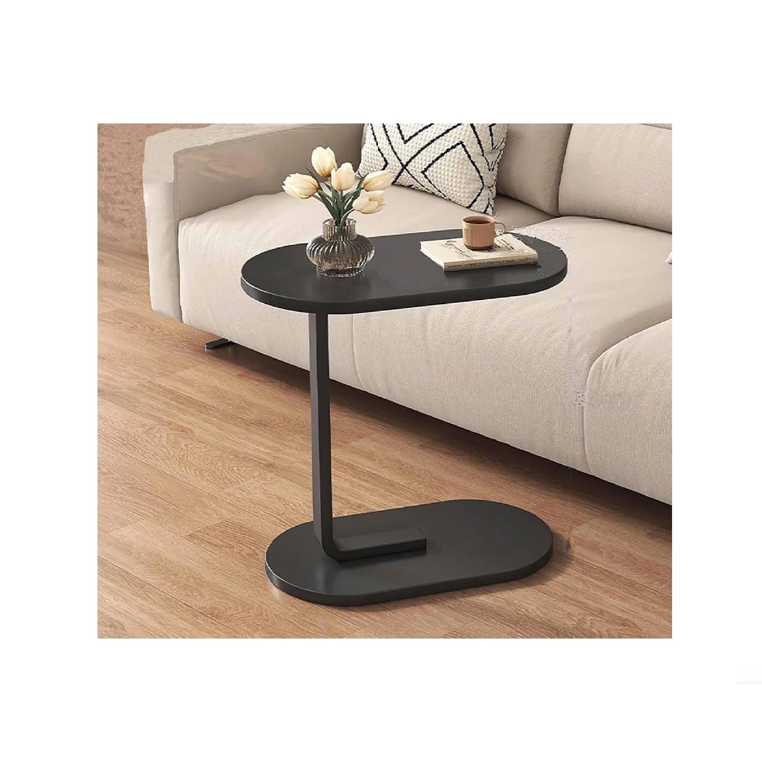 MESA AUXILIAR DE CENTRO OVAL COLOR MARRÓN - 1