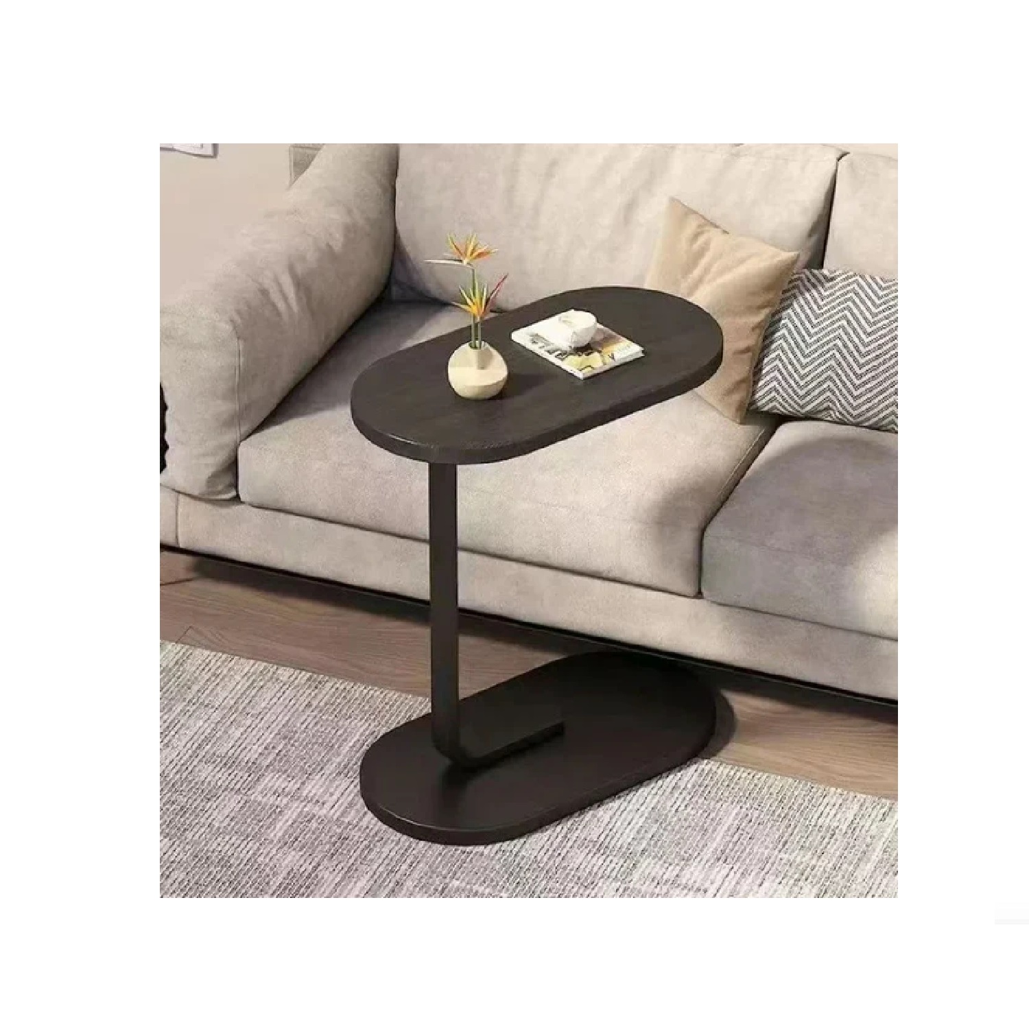 MESA AUXILIAR DE CENTRO OVAL COLOR MARRÓN - 2