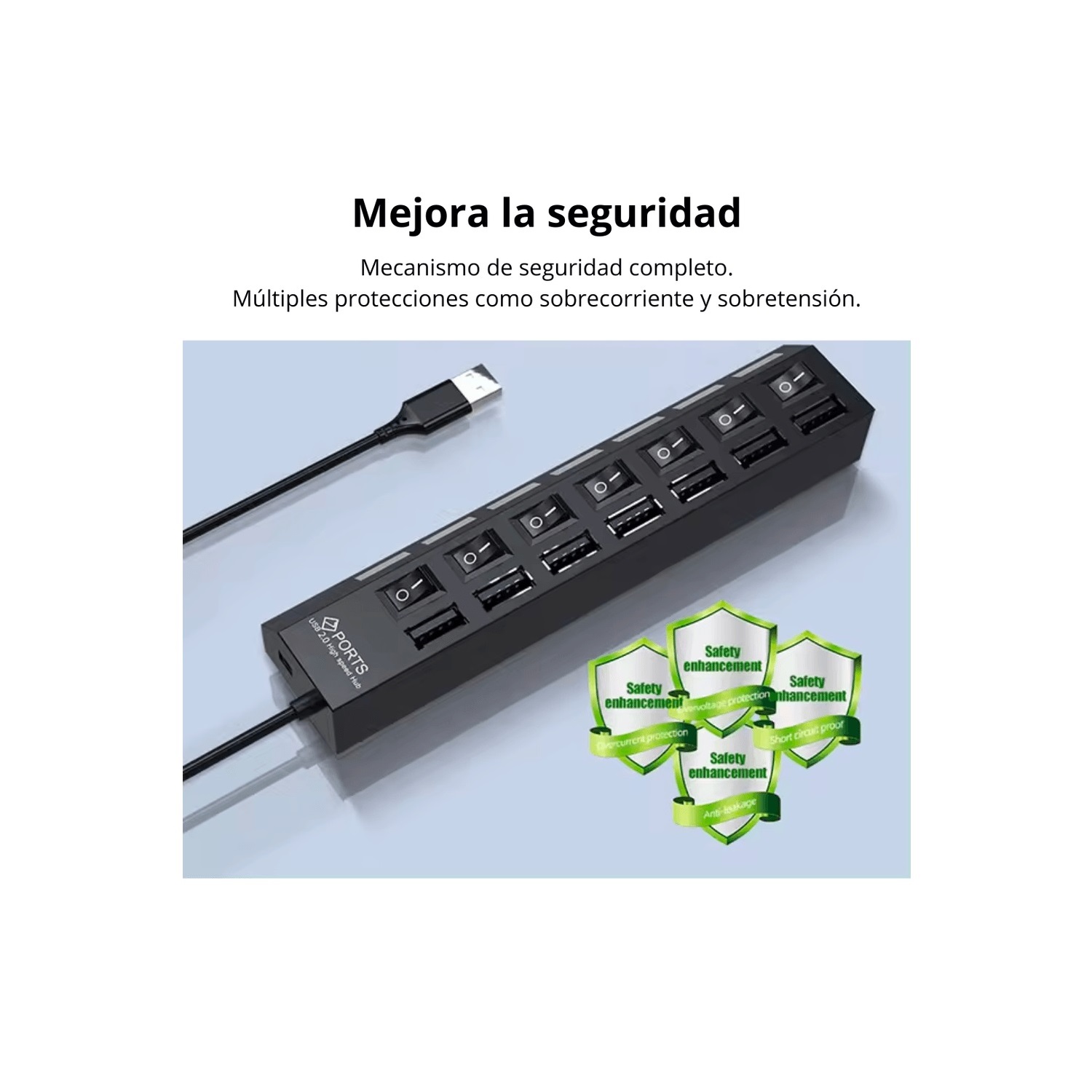 ADAPTADOR HUB USB 2.0 7 PUERTOS INTERRUPTOR INDIVIDUAL - 5