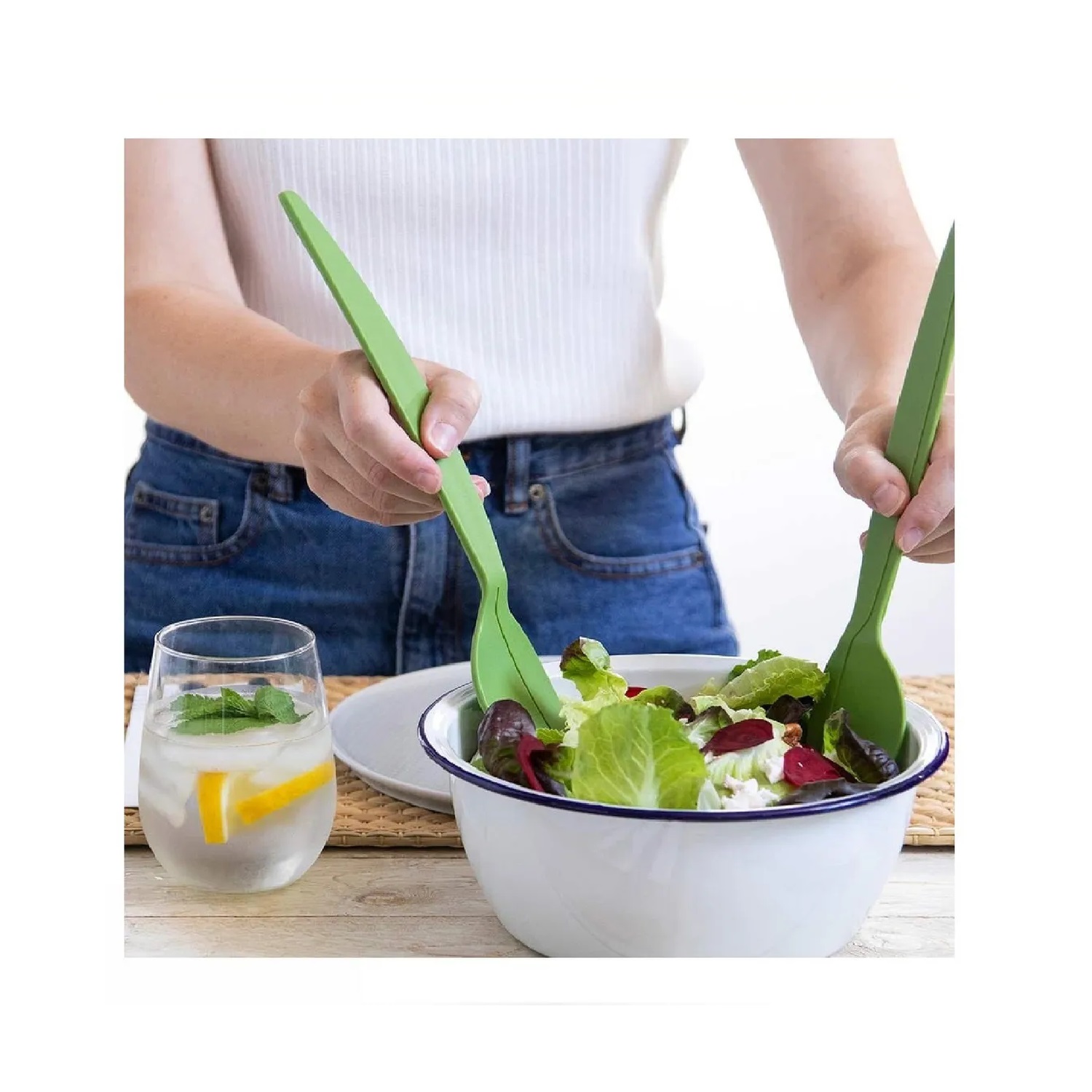 PAR DE EXPRIMIDOR DE CÍTRICOS Y CUCHARA DE ENSALADAS 2 EN 1 - 1