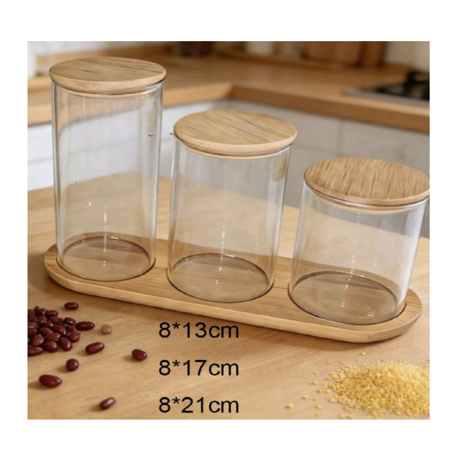 FRASCO DE BOROSILICATO HERMÉTICO CON TAPA DE BAMBÚ - 1