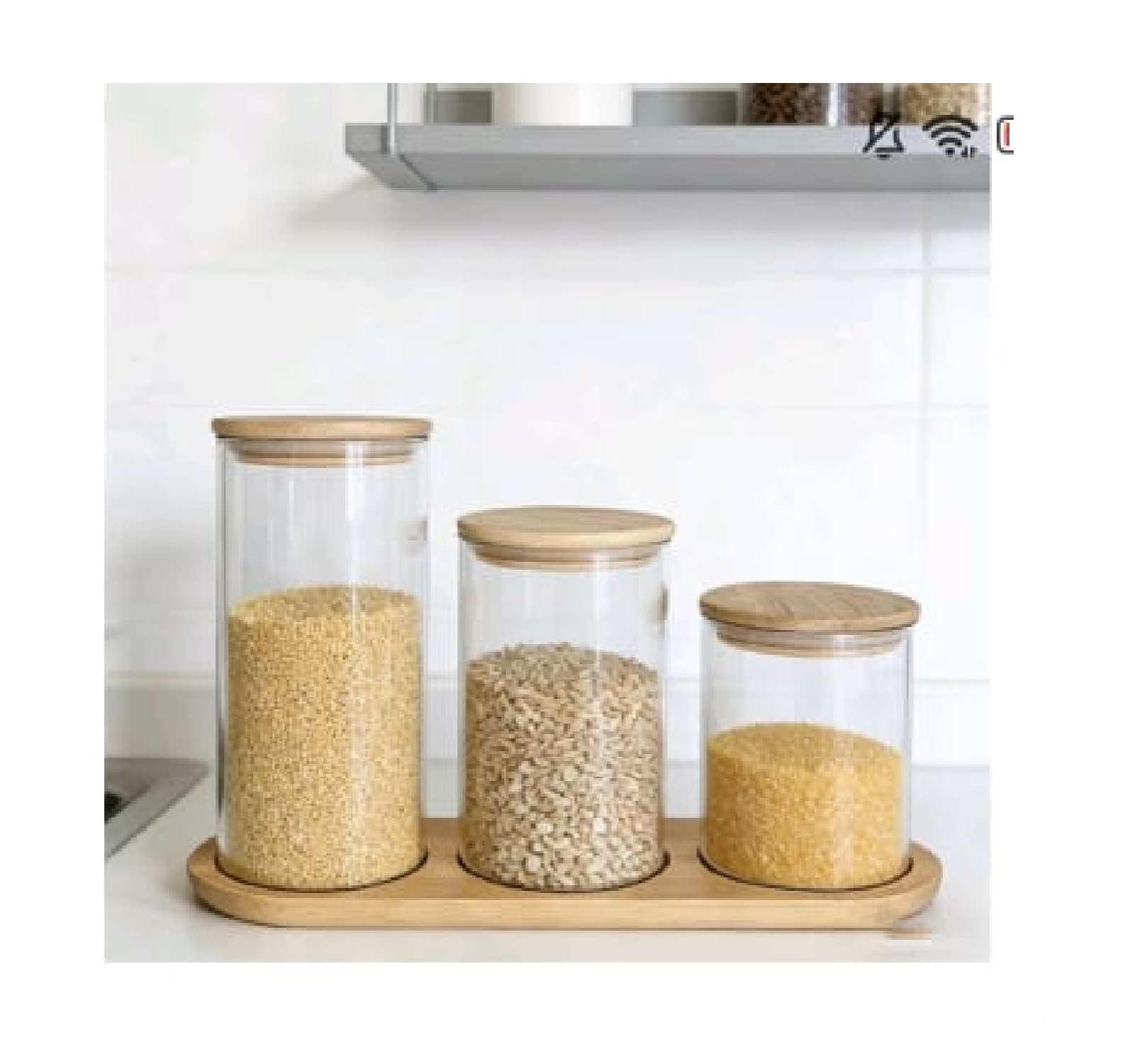 FRASCO DE BOROSILICATO HERMÉTICO CON TAPA DE BAMBÚ - 4