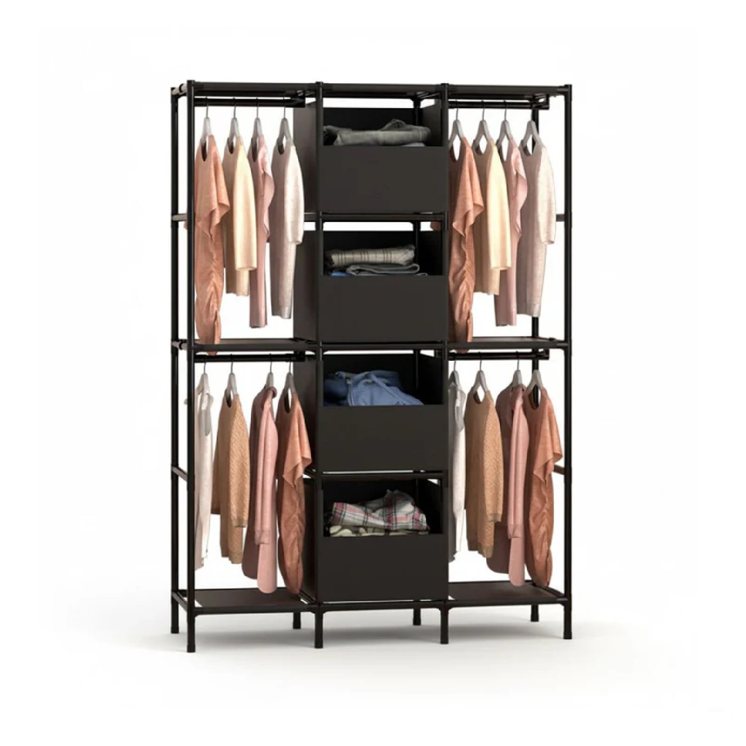 ROPERO COLGADOR MULTIFUNCIONAL ORGANIZADOR DE ROPA 3 CUERPOS NEGRO - 3