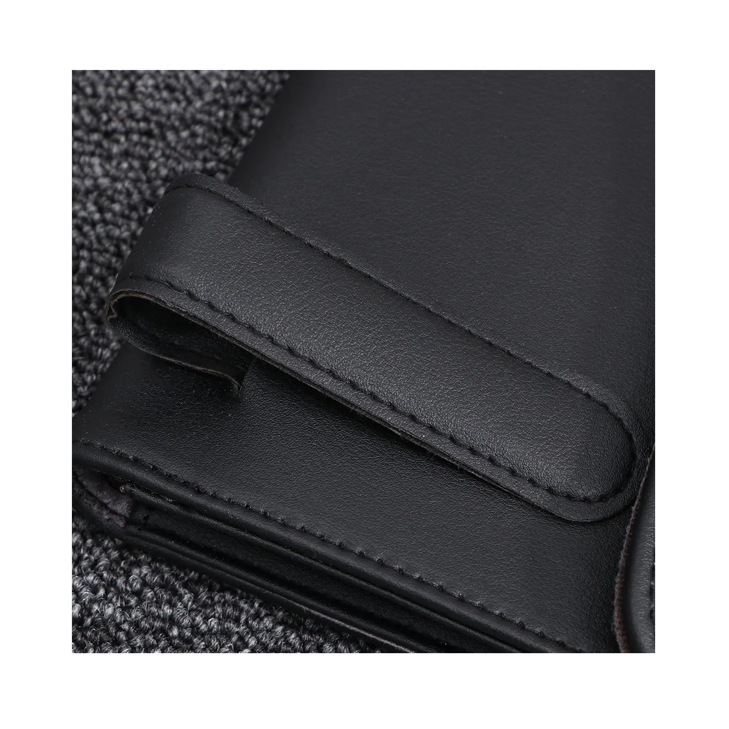 CAJA PORTA PAÑUELOS PARA AUTO DE CUERO PU NEGRO COMPACTA Y ELEGANTE TM - 2