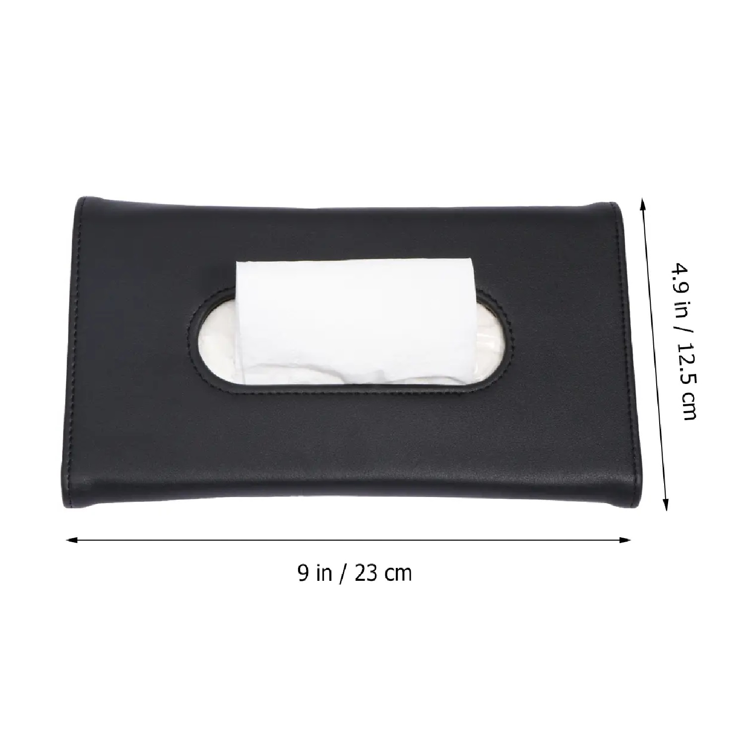 CAJA PORTA PAÑUELOS PARA AUTO DE CUERO PU NEGRO COMPACTA Y ELEGANTE TM - 6