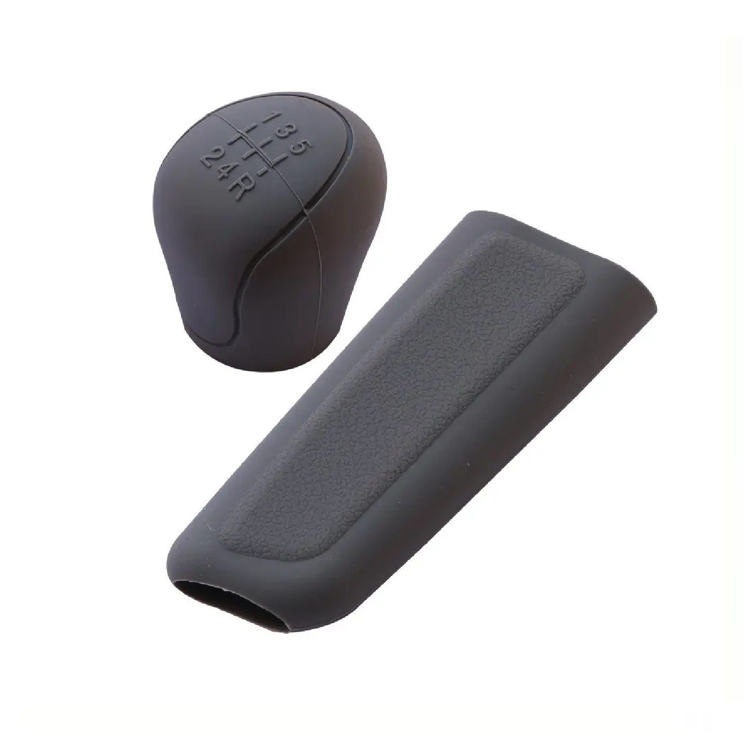 JUEGO DE 2 FUNDAS DE SILICÓN PARA PALANCA DE CAMBIOS Y FRENO DE AUTO COLOR GRIS TM - 2