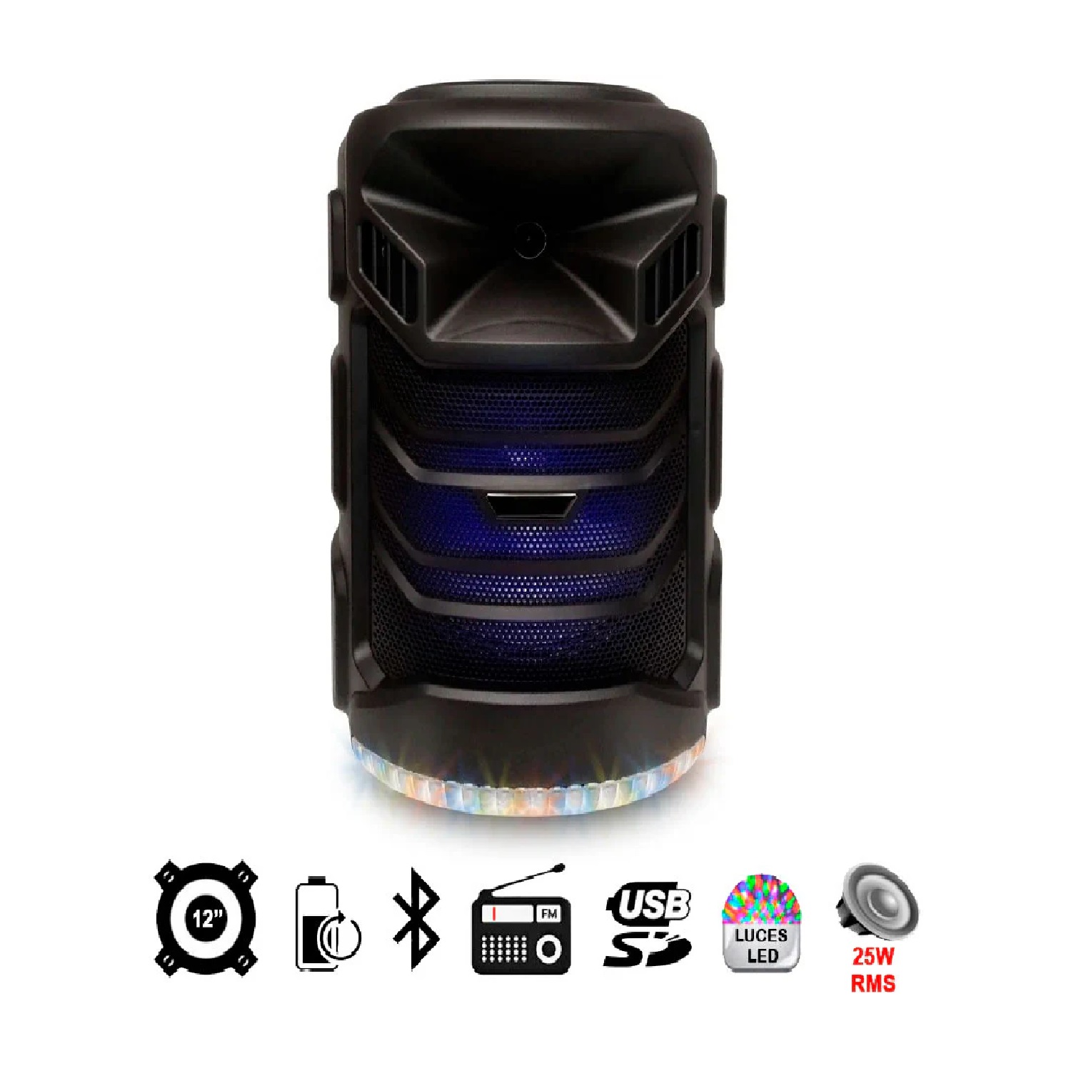PARLANTE TROLLEY PORTÁTIL KTS-2230 DE 12 PULGADAS CON BLUETOOTH LUCES RGB Y MICRÓFONO INALÁMBRICO - 1