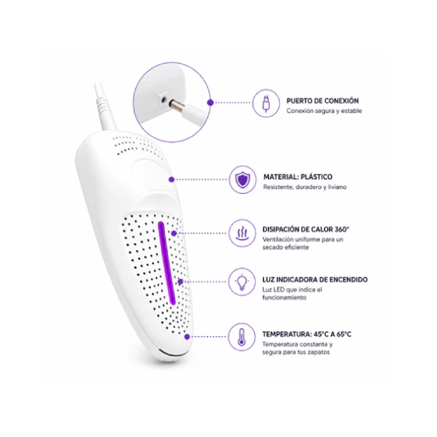 SECADOR DE CALZADO ELÉCTRICO PORTÁTIL CON LUZ UV - 4
