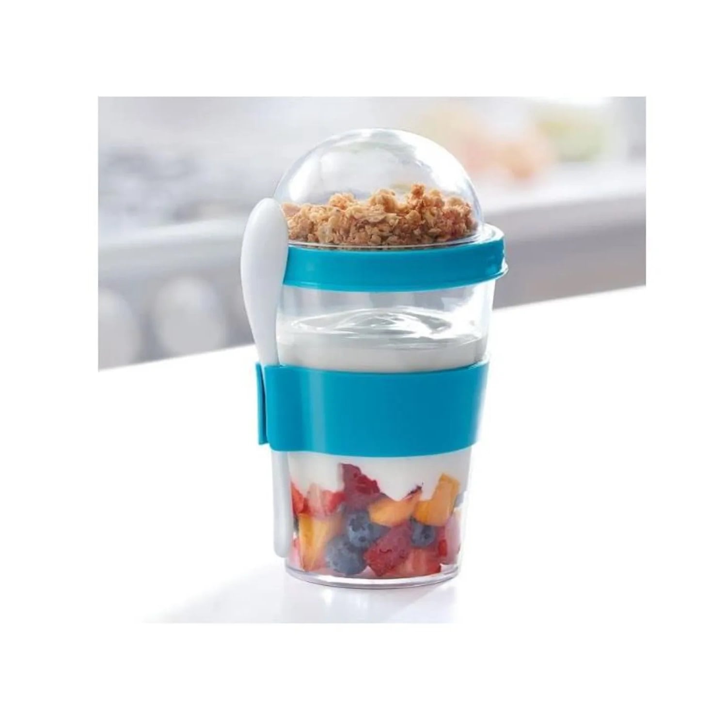 VASO PARA YOGURT CEREAL Y FRUTAS CON CUCHARA PARA MUJER - 3