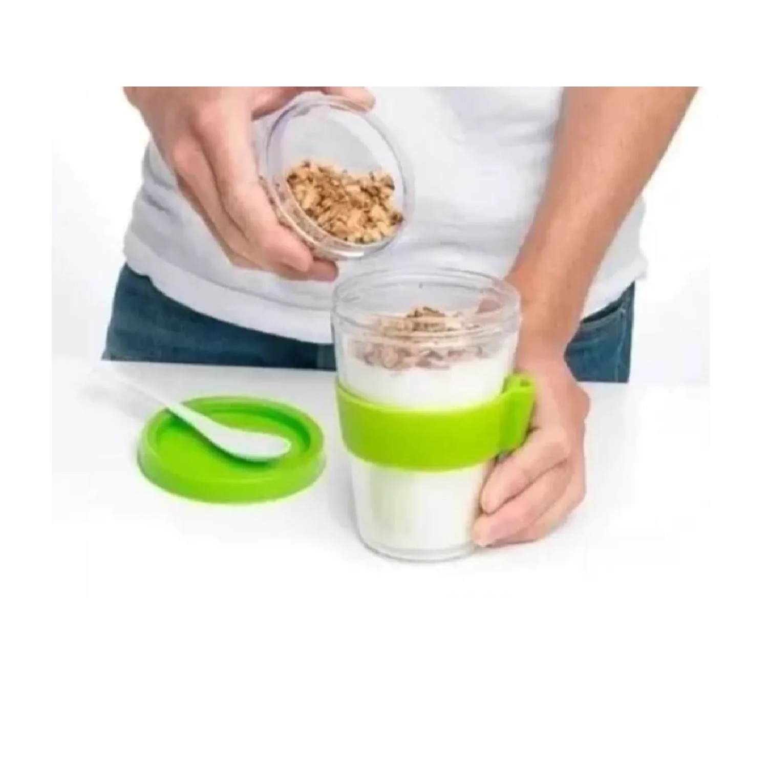 VASO PARA YOGURT CEREAL Y FRUTAS CON CUCHARA PARA MUJER - 5