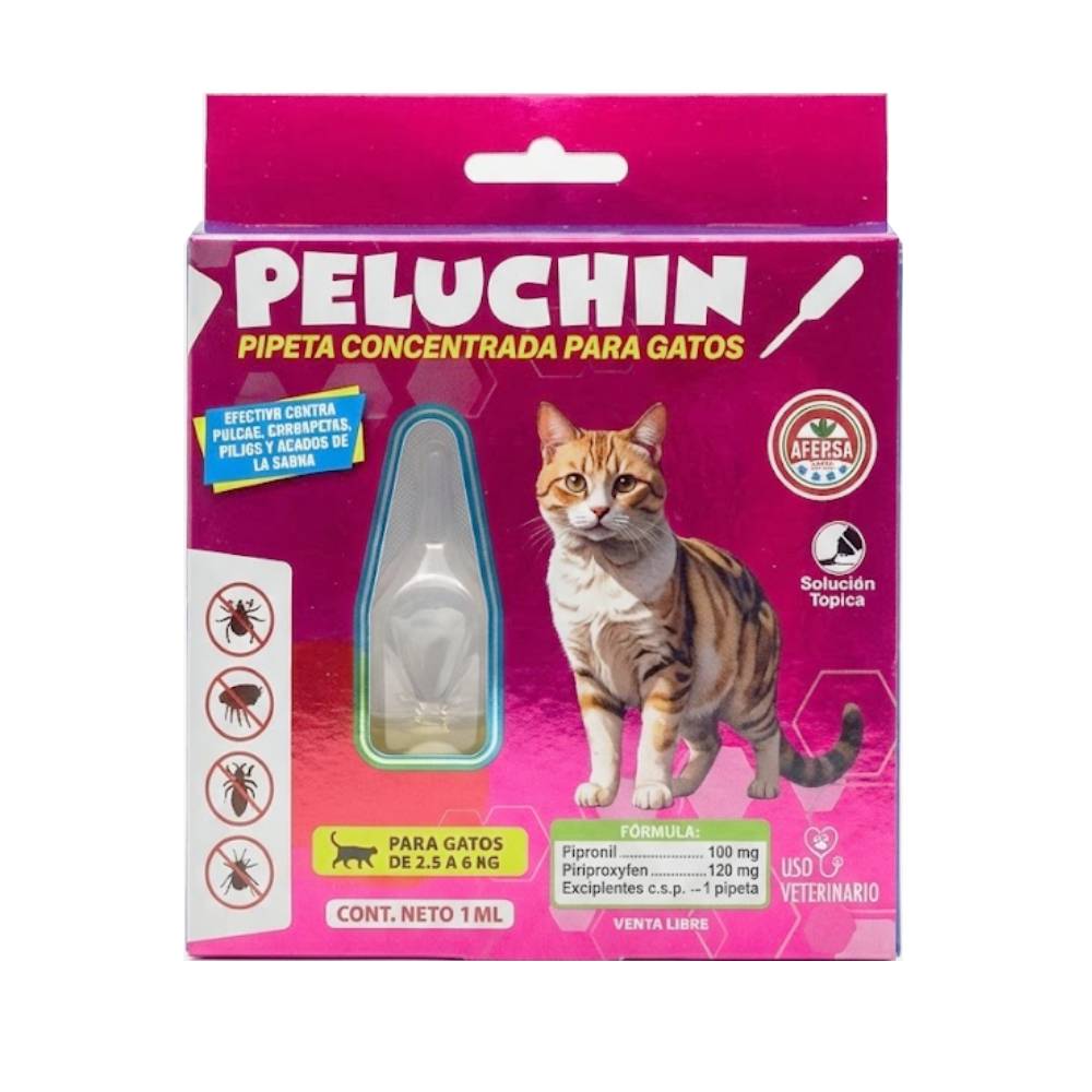 ANTIPULGAS GATO PELUCHIN PIPETA 6 A 12 KG 1 CONCENTRADA - 1