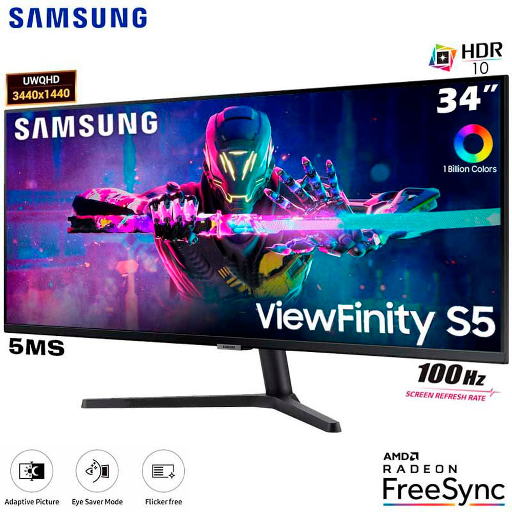 MONITOR LED WUXGA SAMSUNG 34" LS34C500GALXPE ULTRAWIDE 100HZ 5MS VA PBP PIP - 4