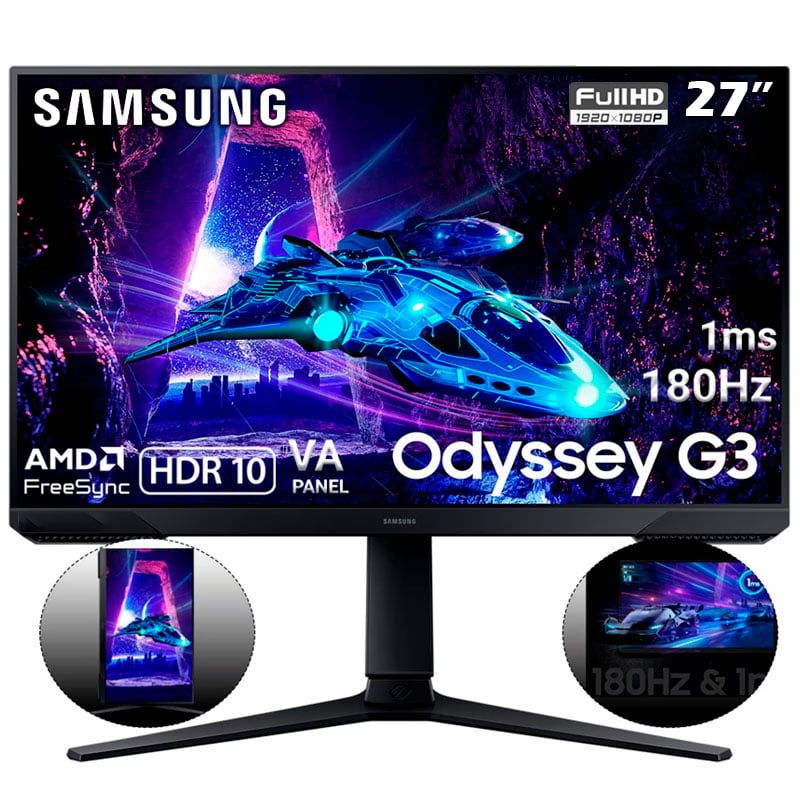 MONITOR SAMSUNG ODYSSEY G3 27' 180HZ 1MS FREESYNC PIVOTE - 1