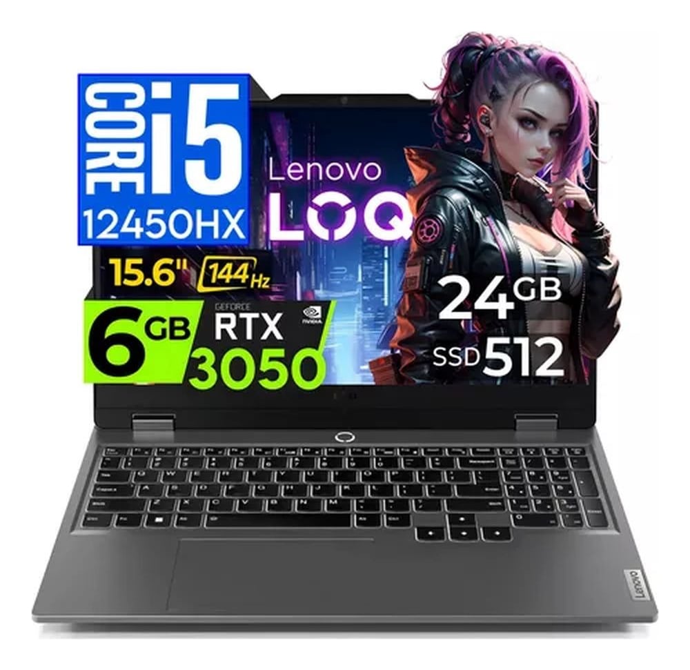 NOTEBOOK LENOVO GAMING I5 12450HX LOQ 15IAX9 FULL HD 144HZ 15.6' 24GB 512GB SSD 6GB RTX 3050 - 1