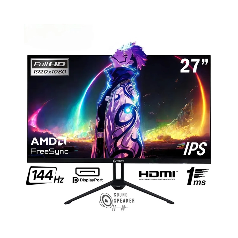 MONITOR TEROS TE-2714S 27' PLANO FHD IPS 144HZ 1MS DP HDMI - 1