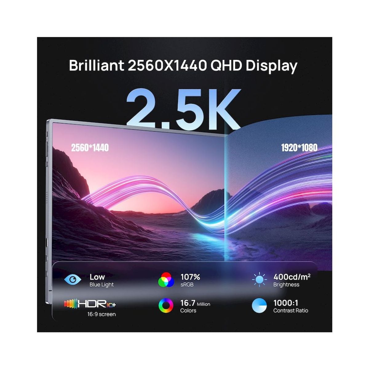 MONITOR PORTÁTIL ARZOPA Z3FC 16.1" 2.5K 180HZ IPS USB C HDMI DEX - 2