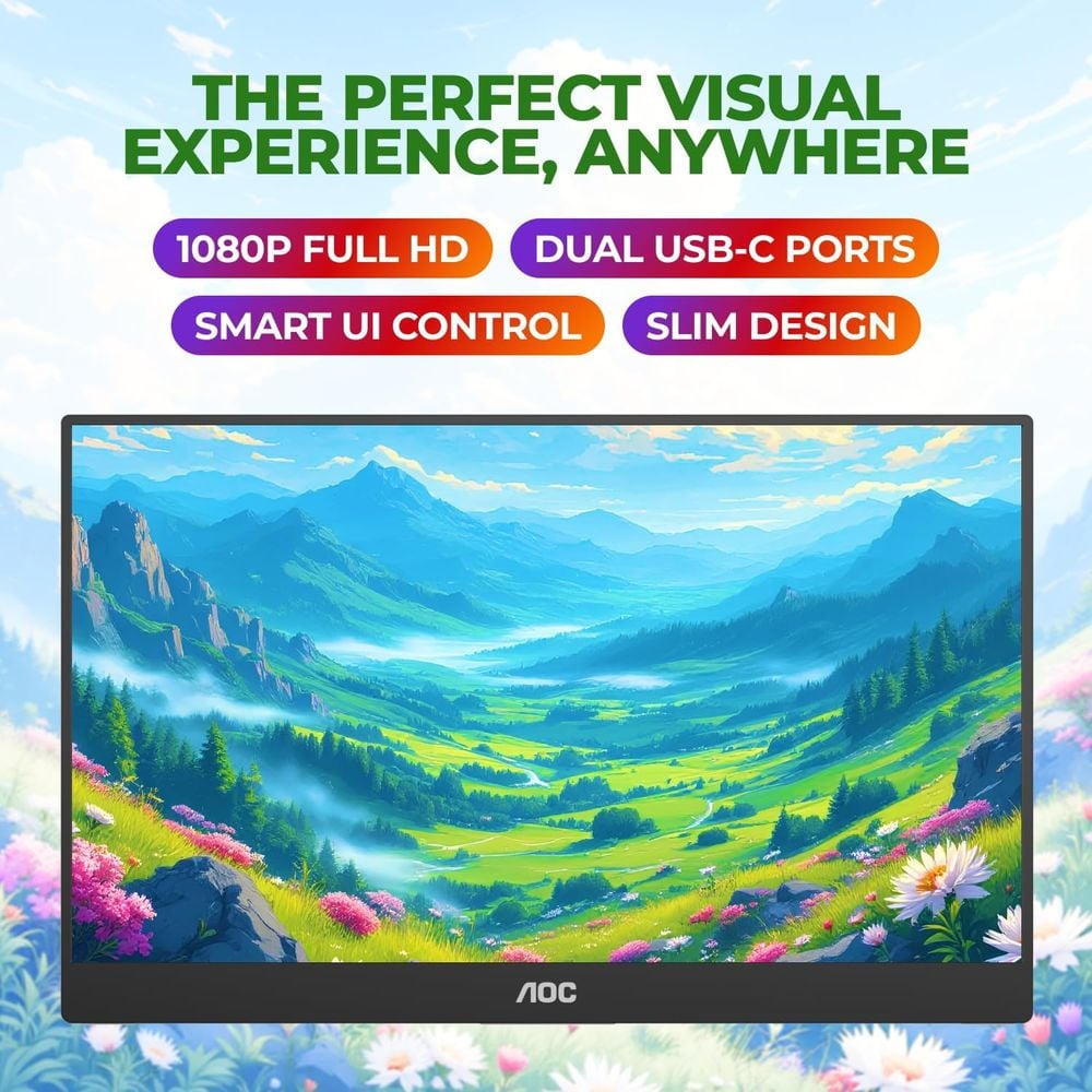 MONITOR PORTATIL AOC 16T20 15.6' FHD IPS CON CUBIERTA INTELIGENTE CON PARLANTES Y FUNDA - 2