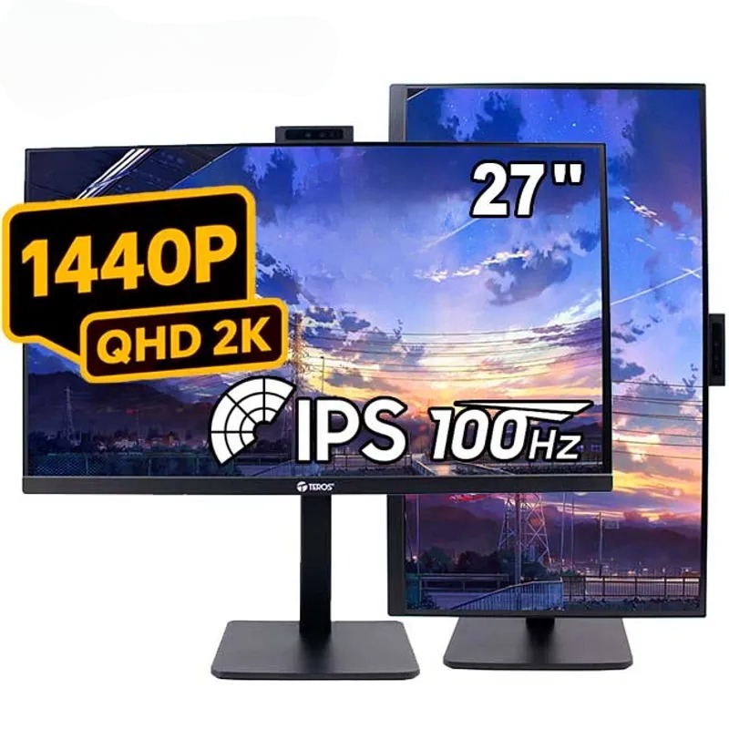 MONITOR TEROS TE-2715CS 27' IPS 2K QHD 100HZ 1MS HDMI DISPLAYPORT CON PARLANTES WEBCAM MICROFONO - 1