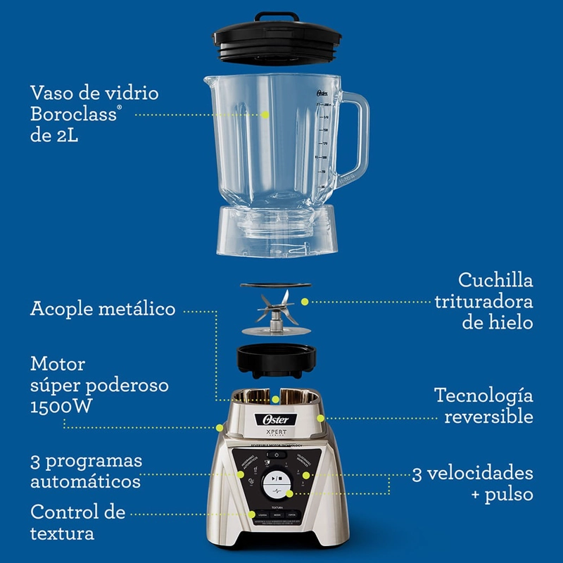 LICUADORA OSTER XPERT CON CONTROL TEXTURA BLST3B CAG 053 - 7