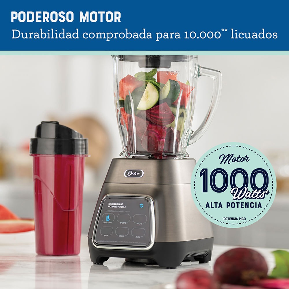 LICUADORA OSTER BLSTPYG1312XBG PANTALLA TÁCTIL Y VASO BLEND-N-GO 1.5L - 6