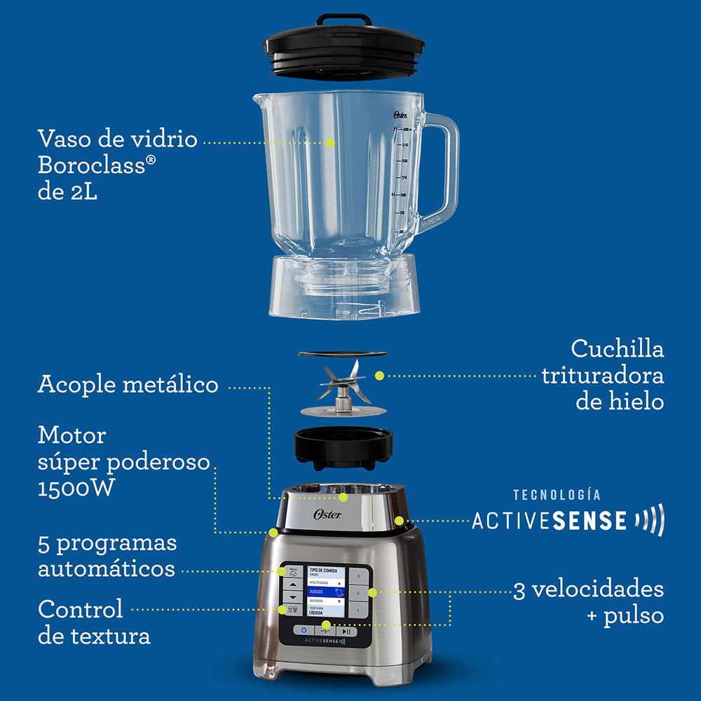 LICUADORA OSTER BLSTTDGNBG 2LTS XPERT TECNOLOGÍA ACTIVE SENSE CON BLEND-N-GO - 7